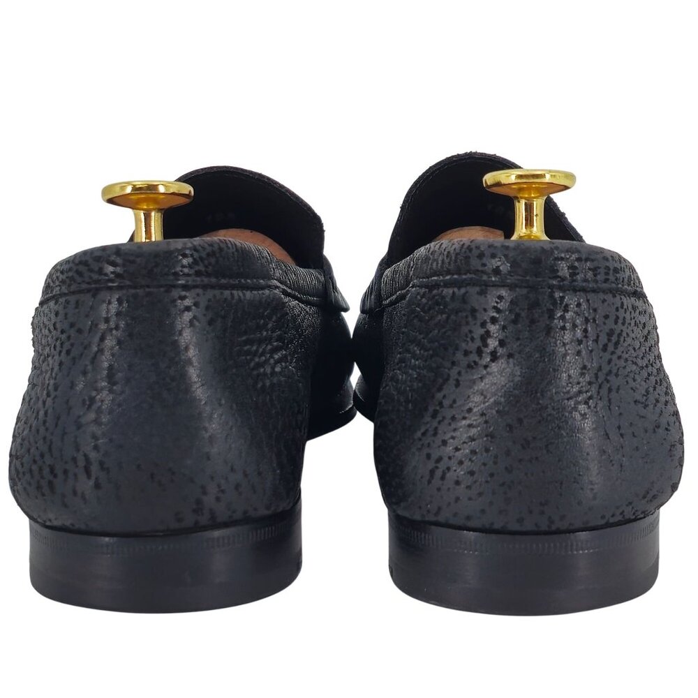 Santoni Italy Soft Black Deerskin Mens size 10.5 Paine Strap Loafers Dress Shoes - Picture 8 of 11